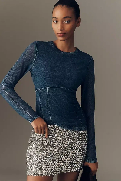 Rag & Bone Miramar Mesh Long-sleeve Tee In Blue