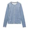 Rag & Bone Solid Color Mesh Long-sleeve Top In Blue