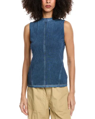 Rag & Bone Miramar Mesh Mock Neck Tank In Blue