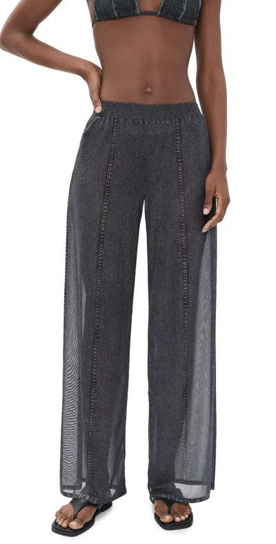 Rag & Bone Miramar Mesh Wide Leg Pant Washed Black In Brown