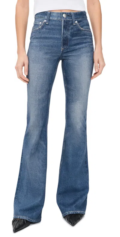 Rag & Bone Miramar Ponte Dahlia Mid Rise Flare Jeans Cosmo In Purple