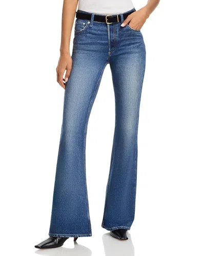 Rag & Bone Miramar Ponte Dahlia Mid Rise Kick Flare Leg Jeans In Cosmo In Blue