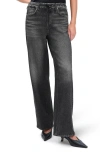 Rag & Bone Miramar Fleece Pull On Wide Leg Sweatpant Jeans In Washed Black In Black