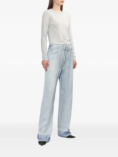 Rag & Bone Miramar Satin Phoebe Drawsting Jeans In Blue