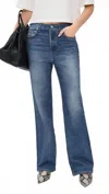 Rag & Bone Miramar Sofie High Waist Ankle Wide Leg Terry Sweatpant Jeans In Blue