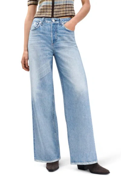 Rag & Bone Miramar Sofie High Waist Wide Leg Cotton Terry Sweatpant Jeans In Blue