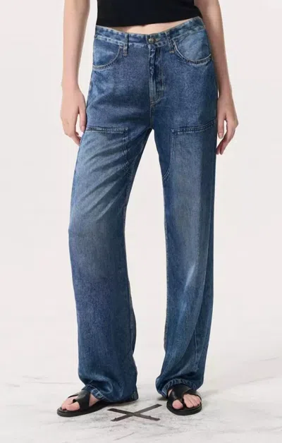 Rag & Bone Miramar Straight-leg Pants In Satin Avalon In Blue