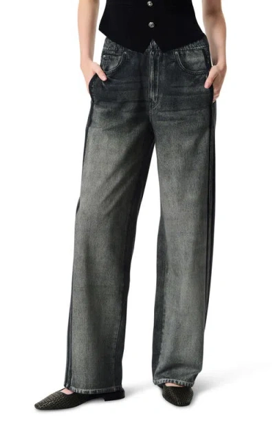 Rag & Bone Miramar Terry Wide Leg Track Pants In Black