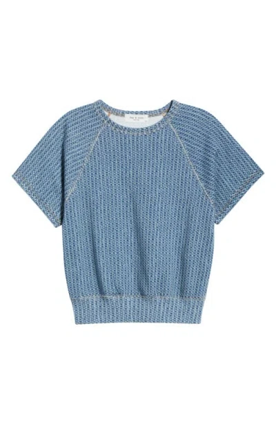 Rag & Bone Miramar Terry Cloth Short Sleeve Sweatshirt In Blue
