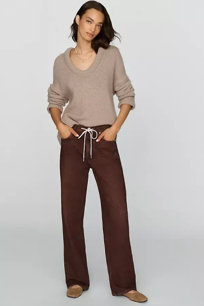 Rag & Bone Miramar Terry Drawcord High-rise Wide-leg Jeans In Brown