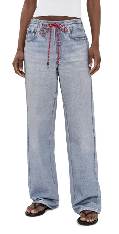 Rag & Bone Miramar Terry Drawcord Wide Pants Brighton In Blue