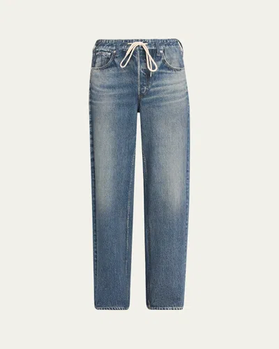 Rag & Bone Miramar Terry Drawstring Wide-leg Jeans In Blue
