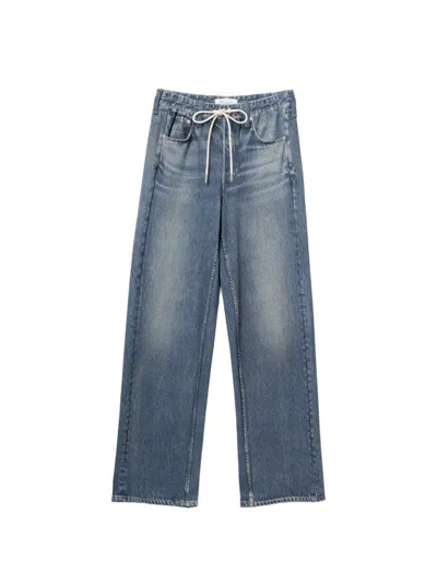 Rag & Bone Miramar Terry Drwcrd Wide-leg Track Pants In Blue