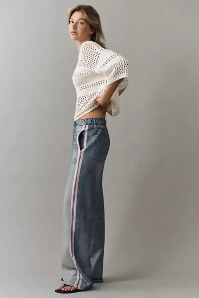 Rag & Bone Miramar Terry High Rise Wide Leg Jeans In Blue
