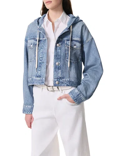 Rag & Bone Miramar Terry Hooded Trucker Jacket In Blue