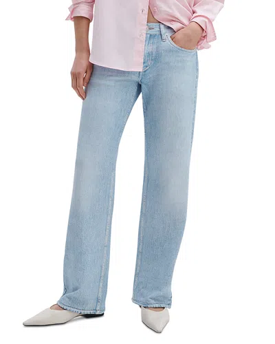 Rag & Bone Rb Miramar Saige Mid Rise Wide Leg Cotton Terry Sweatpant Jeans In Blue