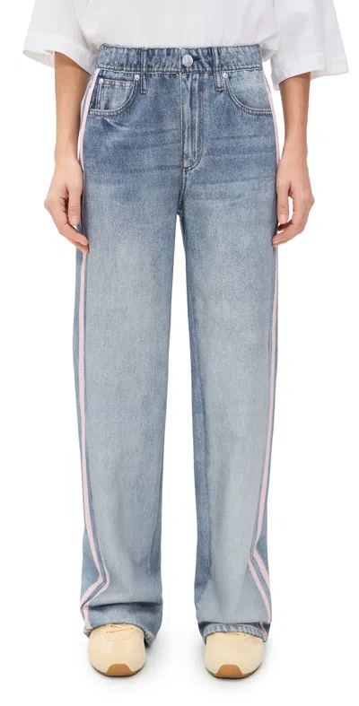 Rag & Bone Miramar Terry Track Pants Pull On Pink Stripe In Blue