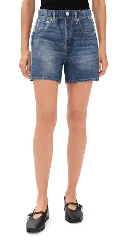 Rag & Bone Miramar Walking Cotton Terry Sweatpant Jean Shorts In Blue