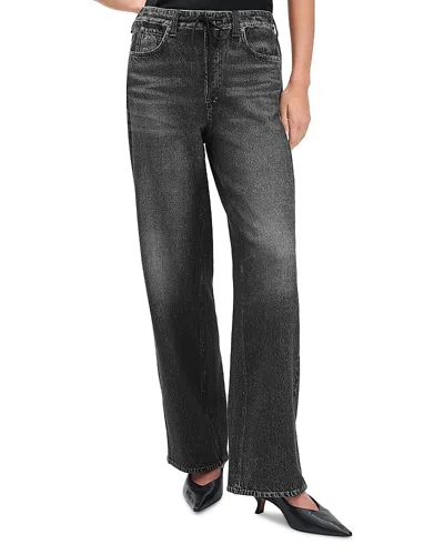 Rag & Bone Miramar Pull-on Wide Leg Cotton Terry Sweatpant Jeans In Black