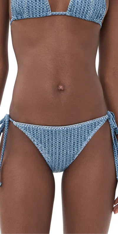 Rag & Bone Miramar Triangle String Bikini Bottoms Inwaf In Blue