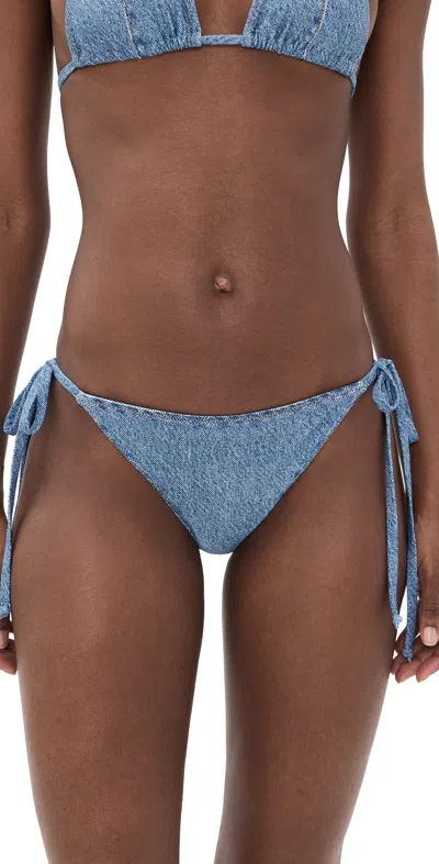 Rag & Bone Miramar Triangle String Bikini Bottoms Minetta In Blue