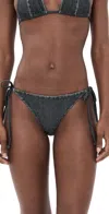 Rag & Bone Miramar Triangle String Bikini Bottoms Washed Black In Gray