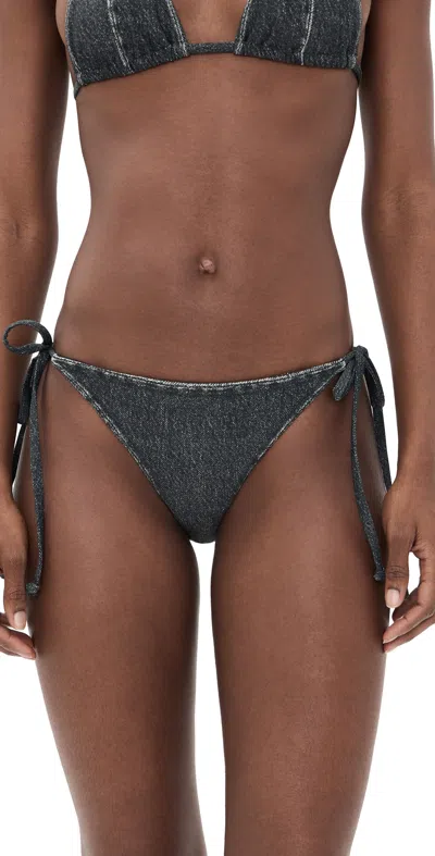 Rag & Bone Miramar Triangle String Bikini Bottoms Washed Black In Gray