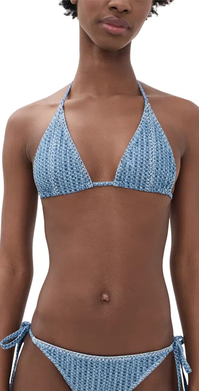 Rag & Bone Miramar Triangle String Bikini Top Inwaf In Blue