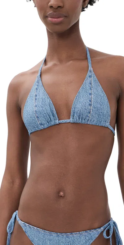 Rag & Bone Miramar Triangle String Bikini Top Minetta In Blue