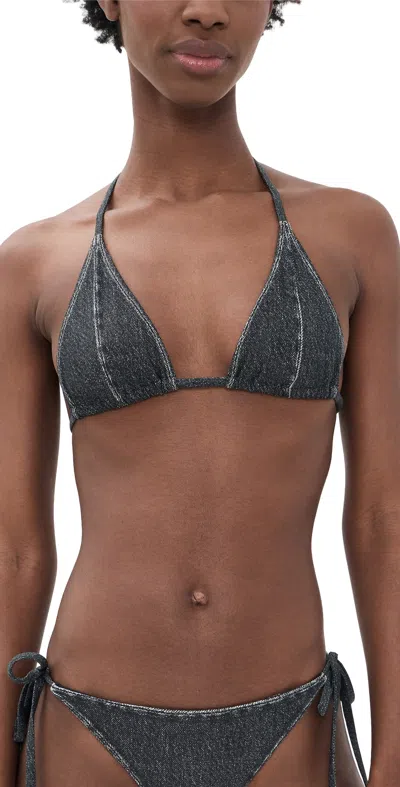 Rag & Bone Miramar Triangle String Bikini Top Washed Black