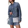 Rag & Bone Miramar Trompe L'oeil Faux Denim Terry Trucker Jacket In Blue