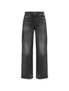 Rag & Bone Miramar Fleece Pull On Wide Leg Sweatpant Jeans In Washed Black In Black