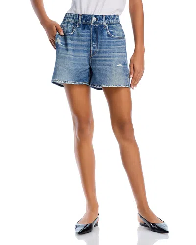 Rag & Bone Miramar Walking Cotton Terry Sweatpant Jean Shorts In Blue