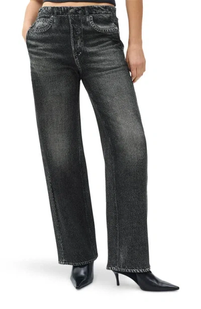 Rag & Bone Miramar Fleece Pull On Wide Leg Sweatpant Jeans In Washed Black