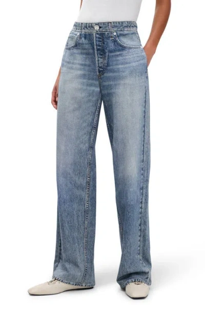 Rag & Bone Miramar Wide Leg Cotton Terry Sweatpant Jeans In Blue