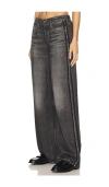 Rag & Bone Miramar Fleece Pull On Wide Leg Sweatpant Jeans In Washed Black In Black