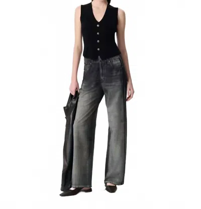 Rag & Bone Miramar Wide Leg Track Pants In Washed Black
