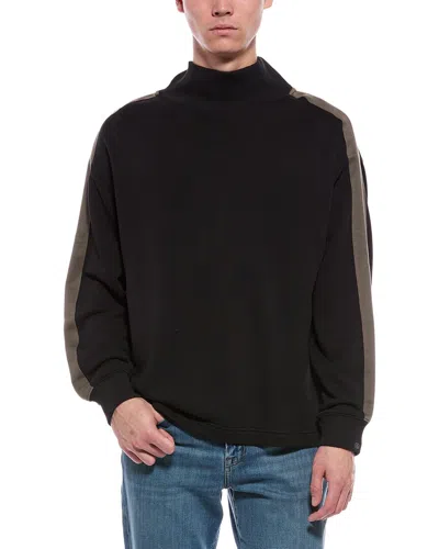 Rag & Bone Mixed Media Mock Neck Sweatshirt In Black
