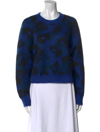 Pre-owned Rag & Bone Mohair Animal Print Sweater In Blue