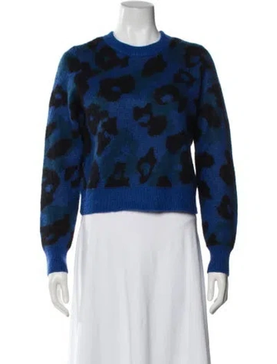 Pre-owned Rag & Bone Mohair Animal Print Sweater In Blue
