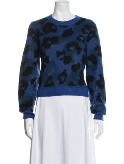Pre-owned Rag & Bone Mohair Animal Print Sweater In Blue