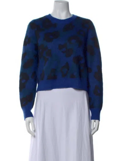 Pre-owned Rag & Bone Mohair Floral Print Sweater In Blue