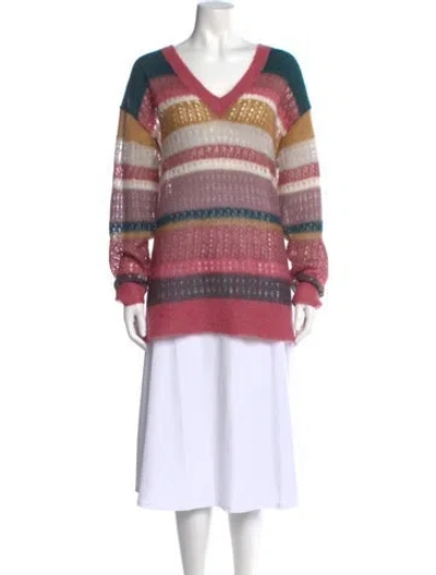 Pre-owned Rag & Bone Mohair Striped Sweater In Pink