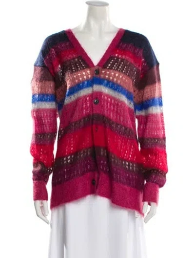 Pre-owned Rag & Bone Mohair Striped Sweater In Purple