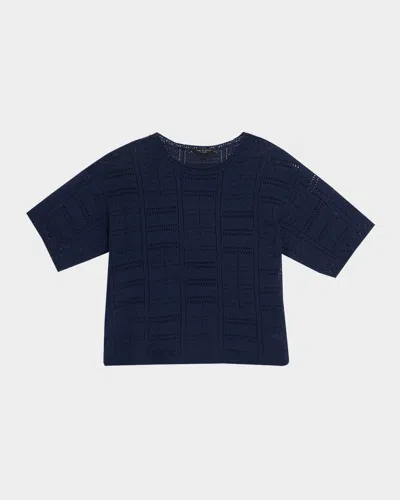 Rag & Bone Morgan Pointelle Stitch Cotton-blend Sweater In Navy