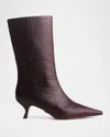 Rag & Bone Mott Croc-embossed Leather Boots In Brown