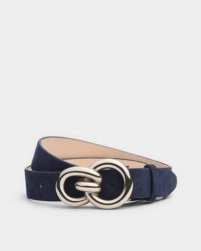Rag & Bone Nara Italian Suede Belt In Navy
