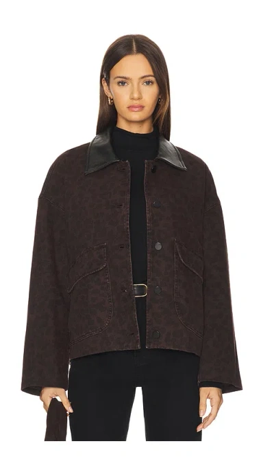 Rag & Bone Natalia Leopad Print Cotton Jacket In Brown