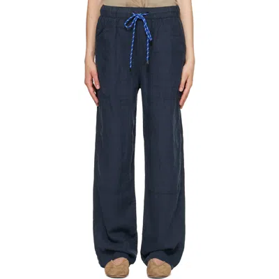 RAG & BONE NAVY ATLAS LINEN TROUSERS