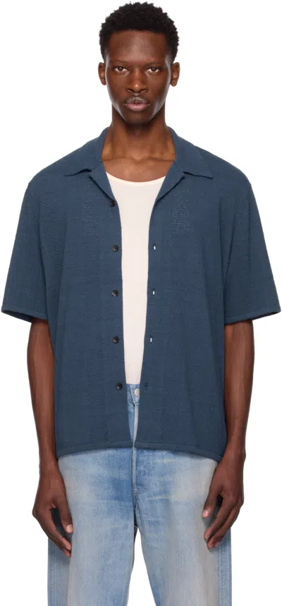 Rag & Bone Navy Avery Zuma Knit Shirt